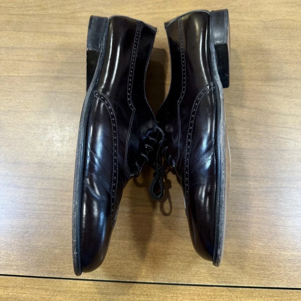 Johnston & Murphy Wingtip Shoes Mens Size 9.5 W Brown Brogue Oxford Italy Dress